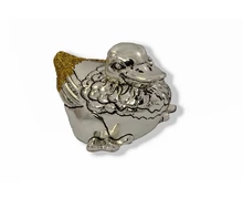 Ezüst állatfigura - Ezüst laminált ülő liba - arany glitteres