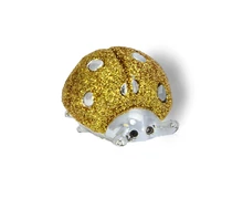 Ezüst-állatfigura - ezüst katicabogár arany glitteres (7cm)