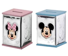 Ezüst-dísztárgy - Ezüst laminált persely Mickey egérrel, kék