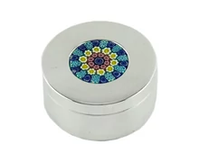 Ezüst tárgy - Sterling ezüst ékszertartó muránói üveggel (5,5cm)