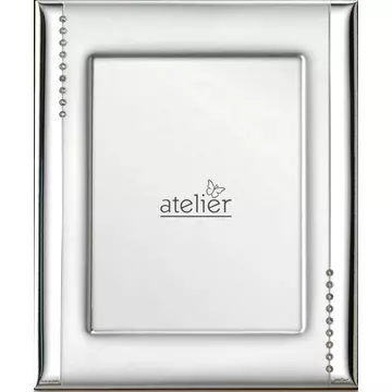 Ezüst fényképkeret - gyöngysor díszítéssel (8x12cm)