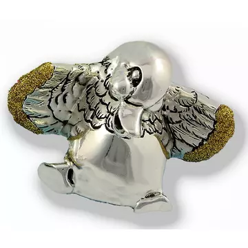 Ezüst állatfigura - Ezüst laminált vidám liba - arany glitteres