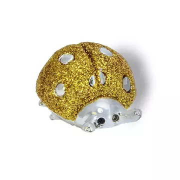 Ezüst-állatfigura - ezüst katicabogár arany glitteres (7cm)
