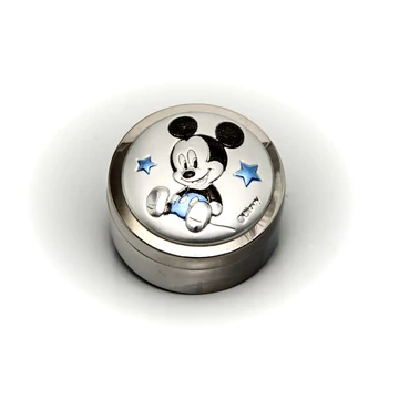 Ezüst-dísztárgy - Ezüst laminált fogtartó doboz Mickey egérrel, kék