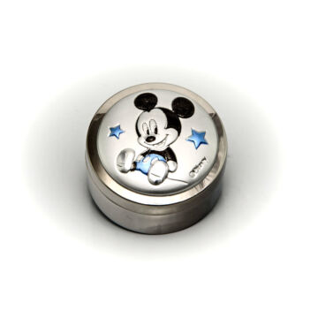Ezüst-dísztárgy - Ezüst laminált fogtartó doboz Mickey egérrel, kék