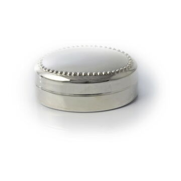 Ezüst tárgy - Sterling ezüst gyöngy mintás ovális ékszertartó